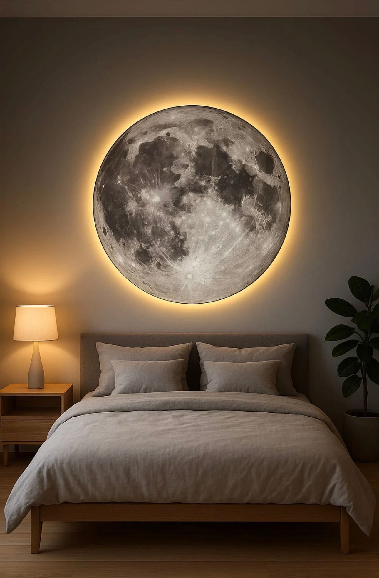 Tablou LED în Formă de Lună — Lumină Ambientală Decorativă