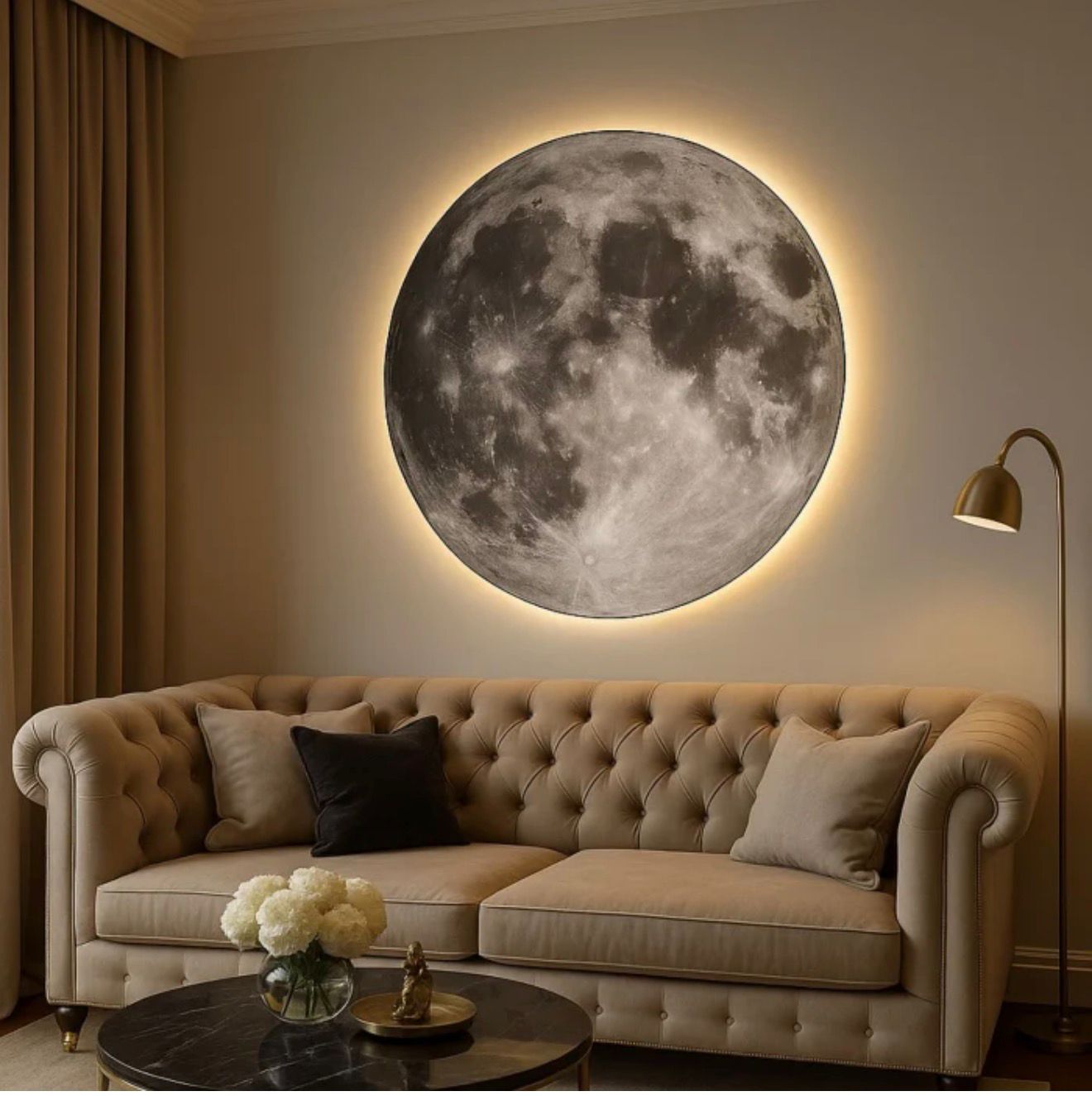 Tablou LED în Formă de Lună — Lumină Ambientală Decorativă