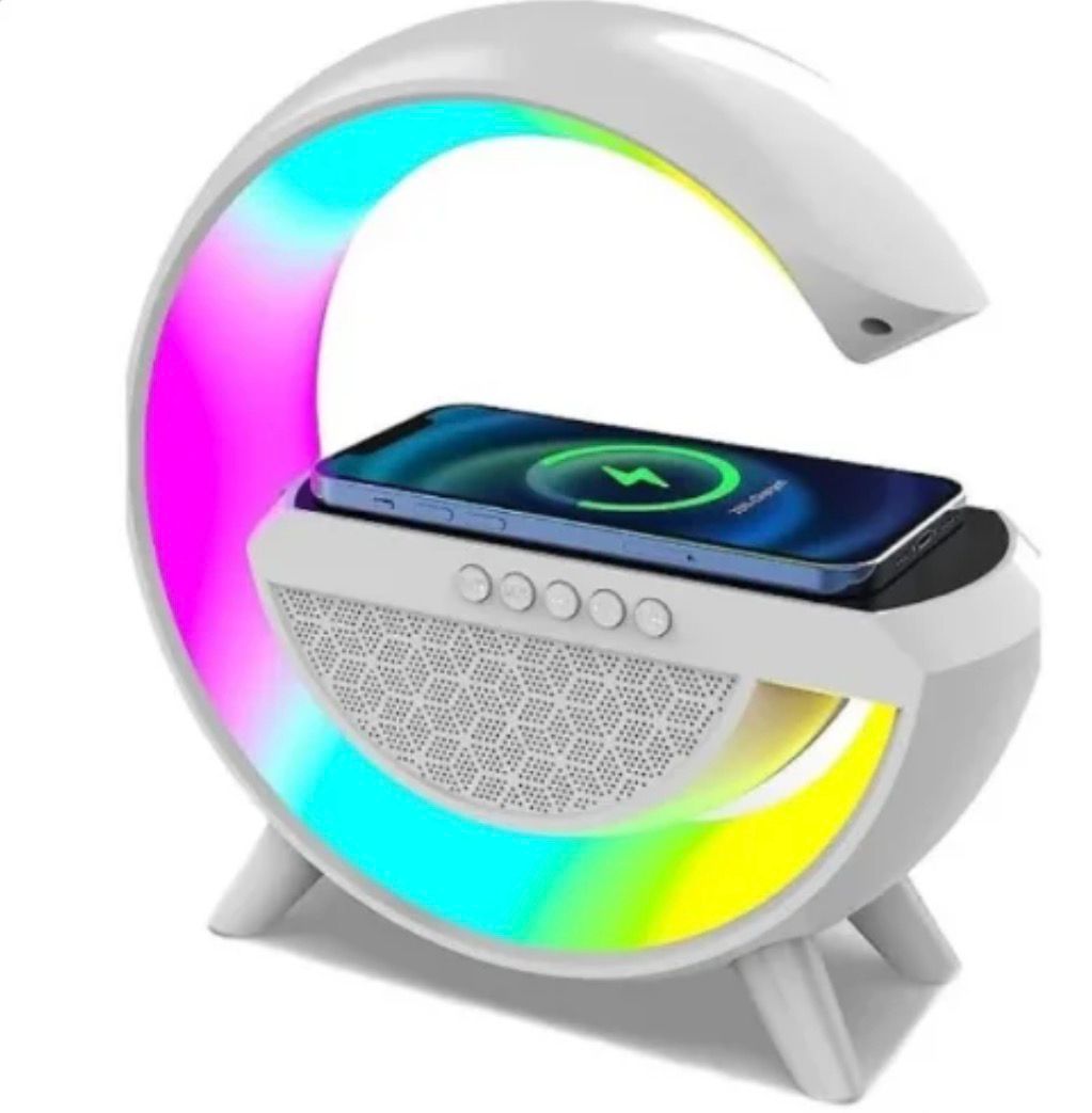 Lampă Multifuncțională cu Difuzor Bluetooth, Încărcător Wireless și Iluminare RGB