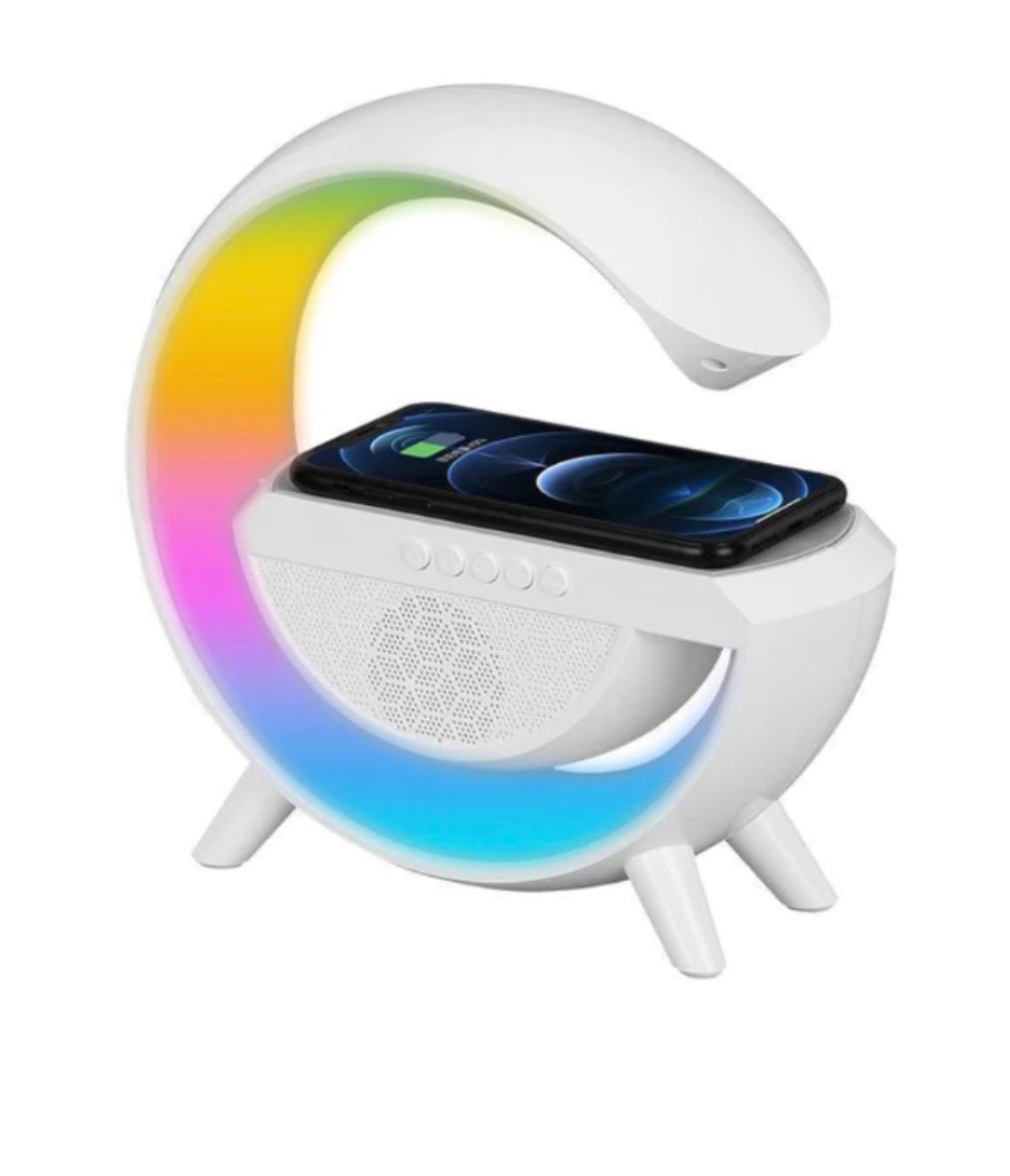 Lampă Multifuncțională cu Difuzor Bluetooth, Încărcător Wireless și Iluminare RGB