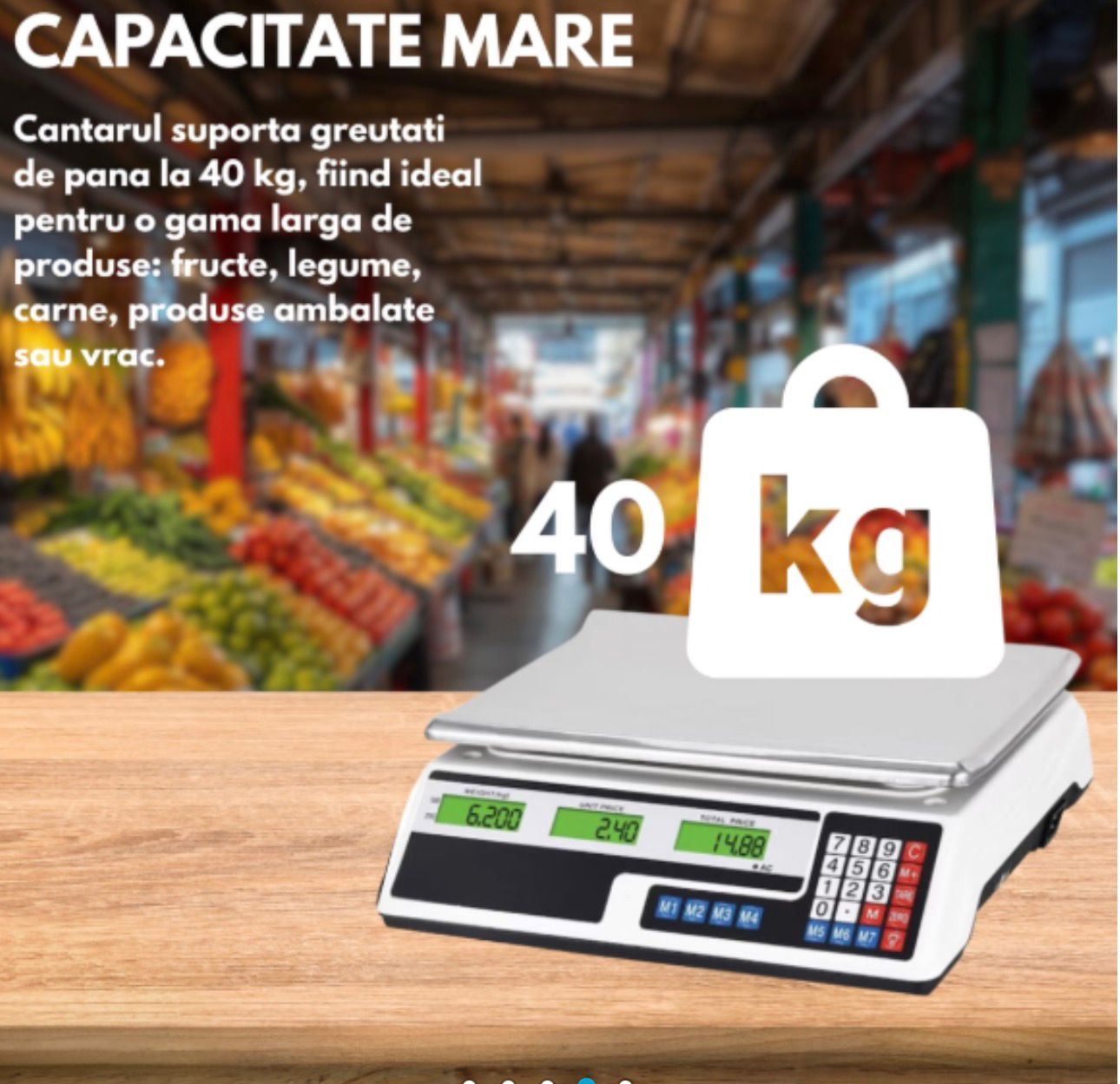Cântar Electronic Comercial cu Display Dublu Iluminat — 40 kg