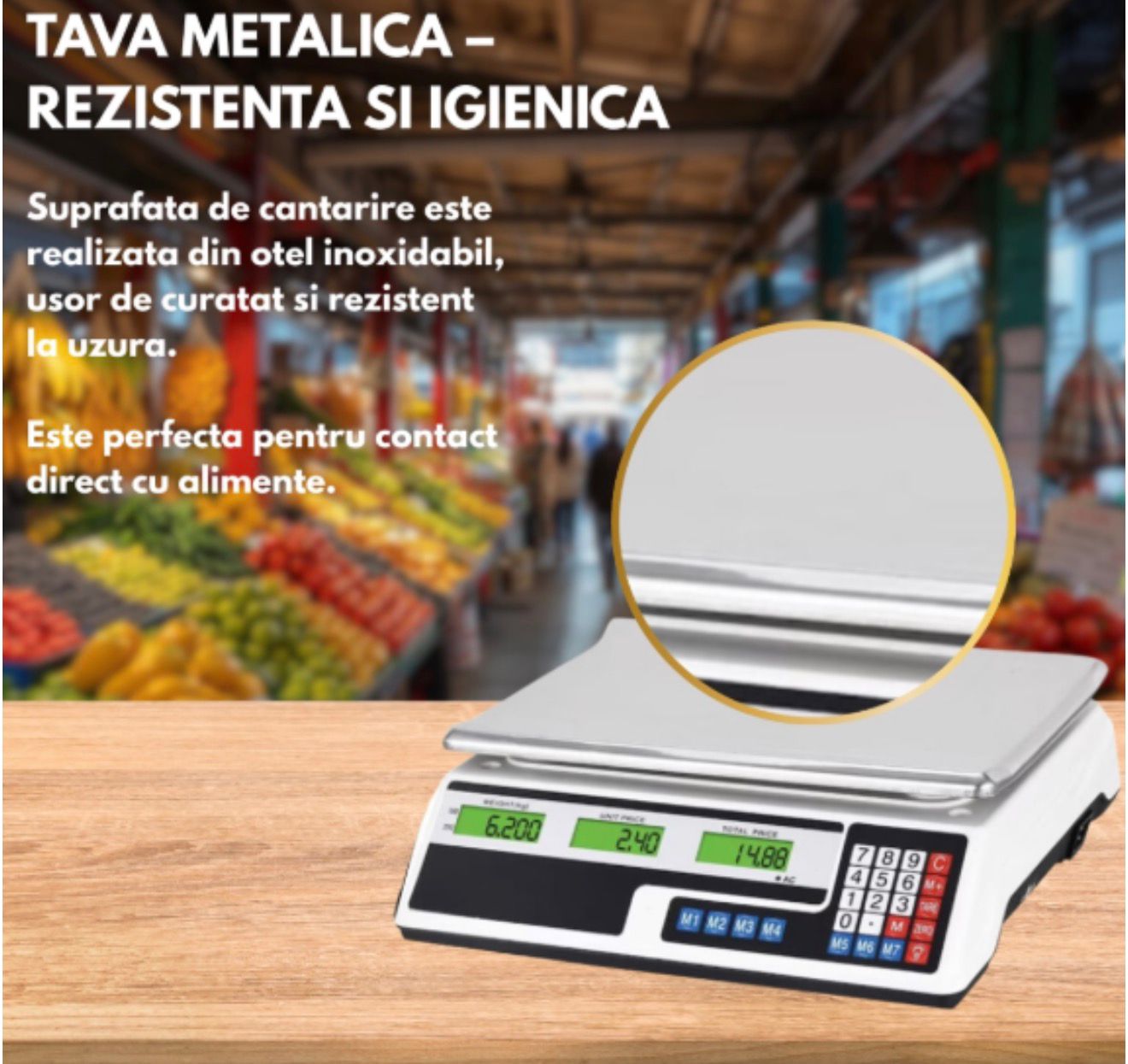 Cântar Electronic Comercial cu Display Dublu Iluminat — 40 kg