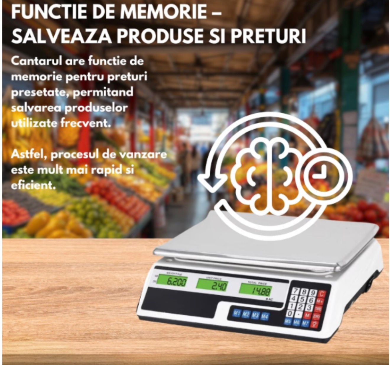 Cântar Electronic Comercial cu Display Dublu Iluminat — 40 kg