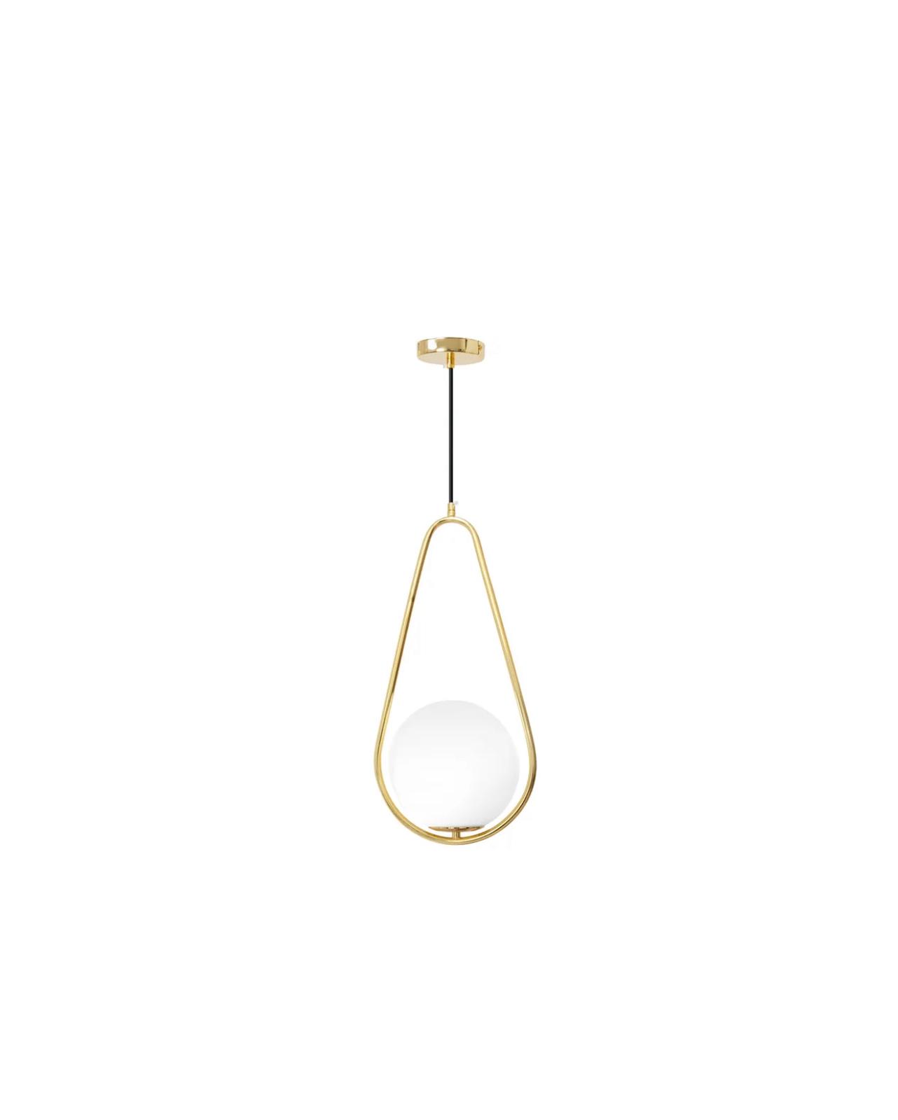 Pendul ANT1110, metal auriu și sticlă alb mat, E27, înălțime reglabilă