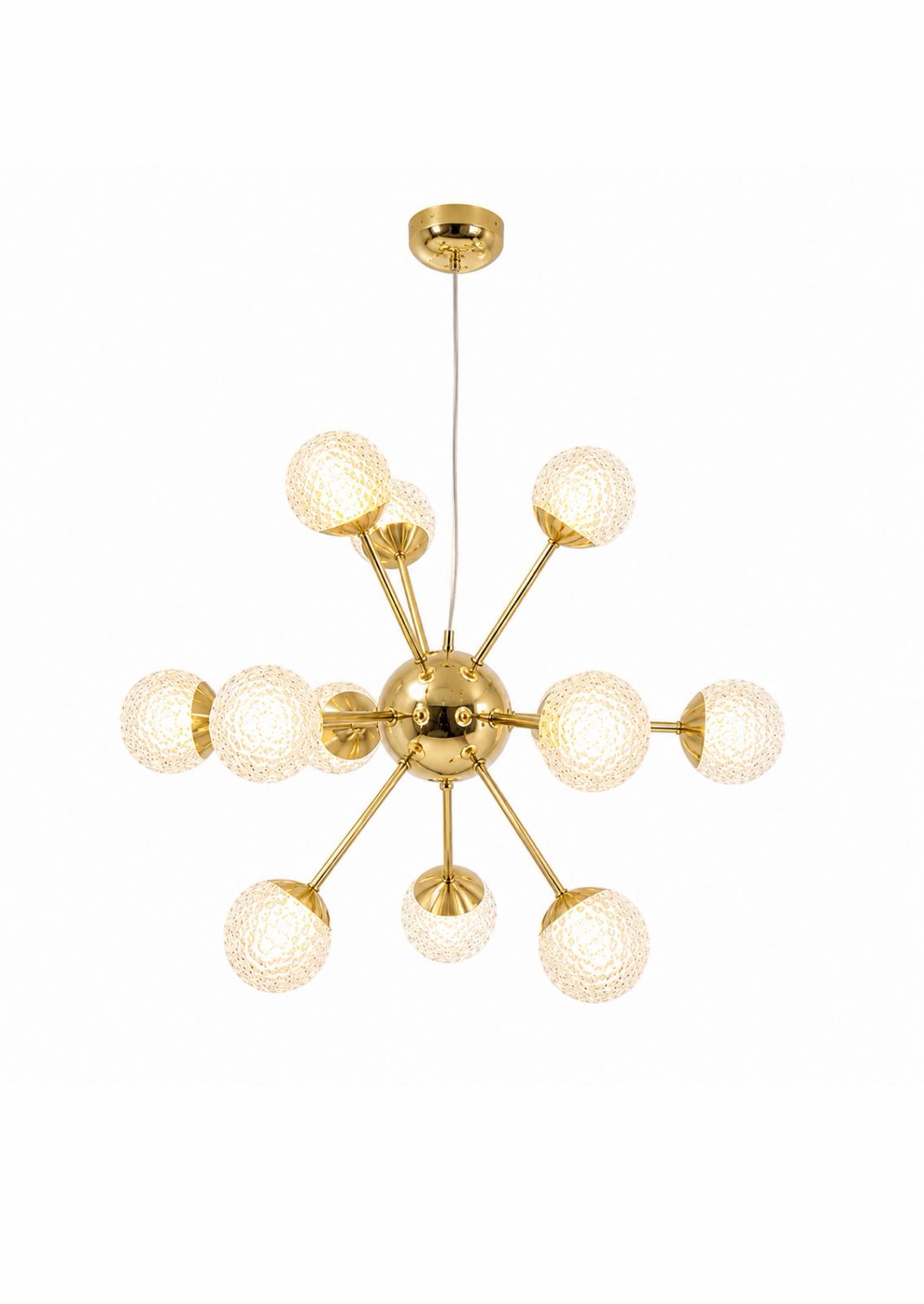 Lustră LED ANT222/12  Metal auriu / crom | globuri acrilice | Ø 54 cm | design modern statement