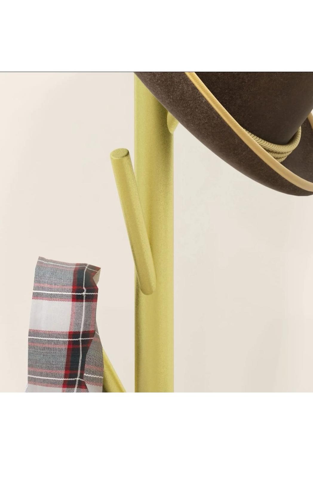 Cuier vertical metal auriu  Bază piatră albă | 8 cârlige | 170 cm