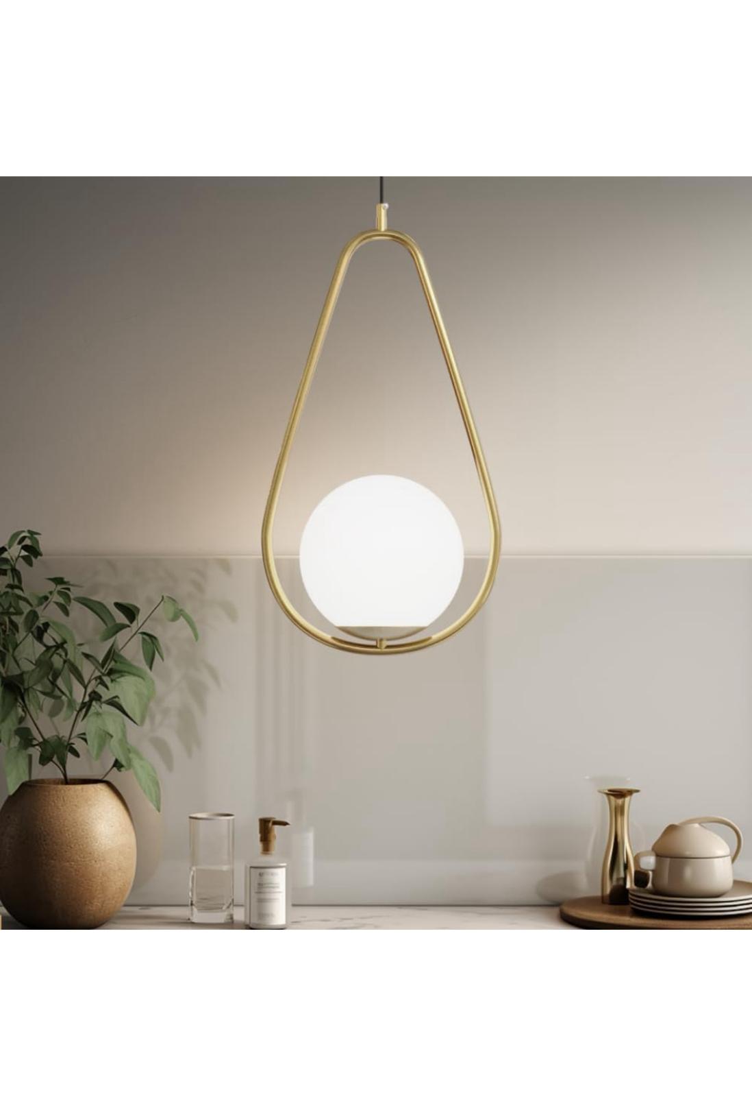 Pendul 1110  Metal auriu | sticlă alb mat | E27 | înălțime reglabilă | design modern