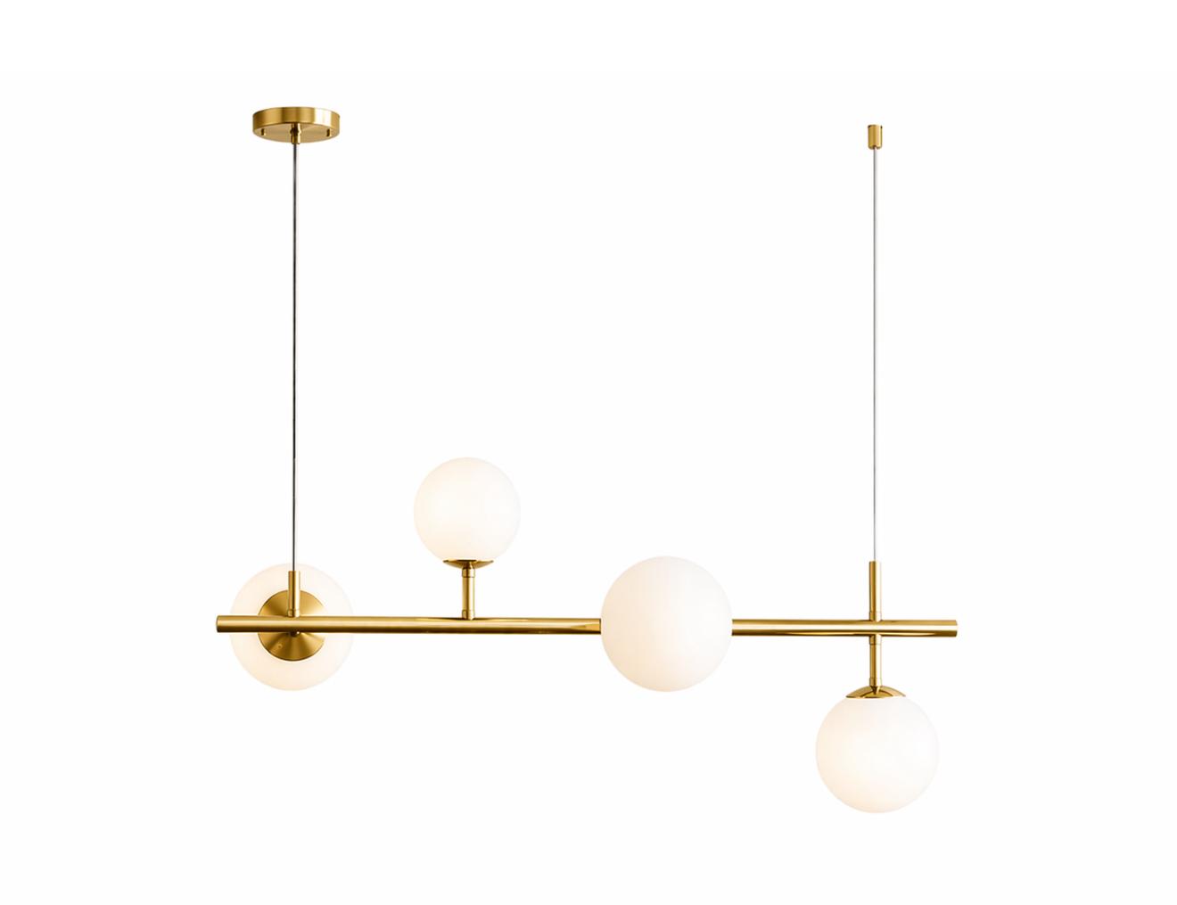Lustră ANT 2471/4  Metal auriu | globuri din sticlă albă | design modern | 70 cm
