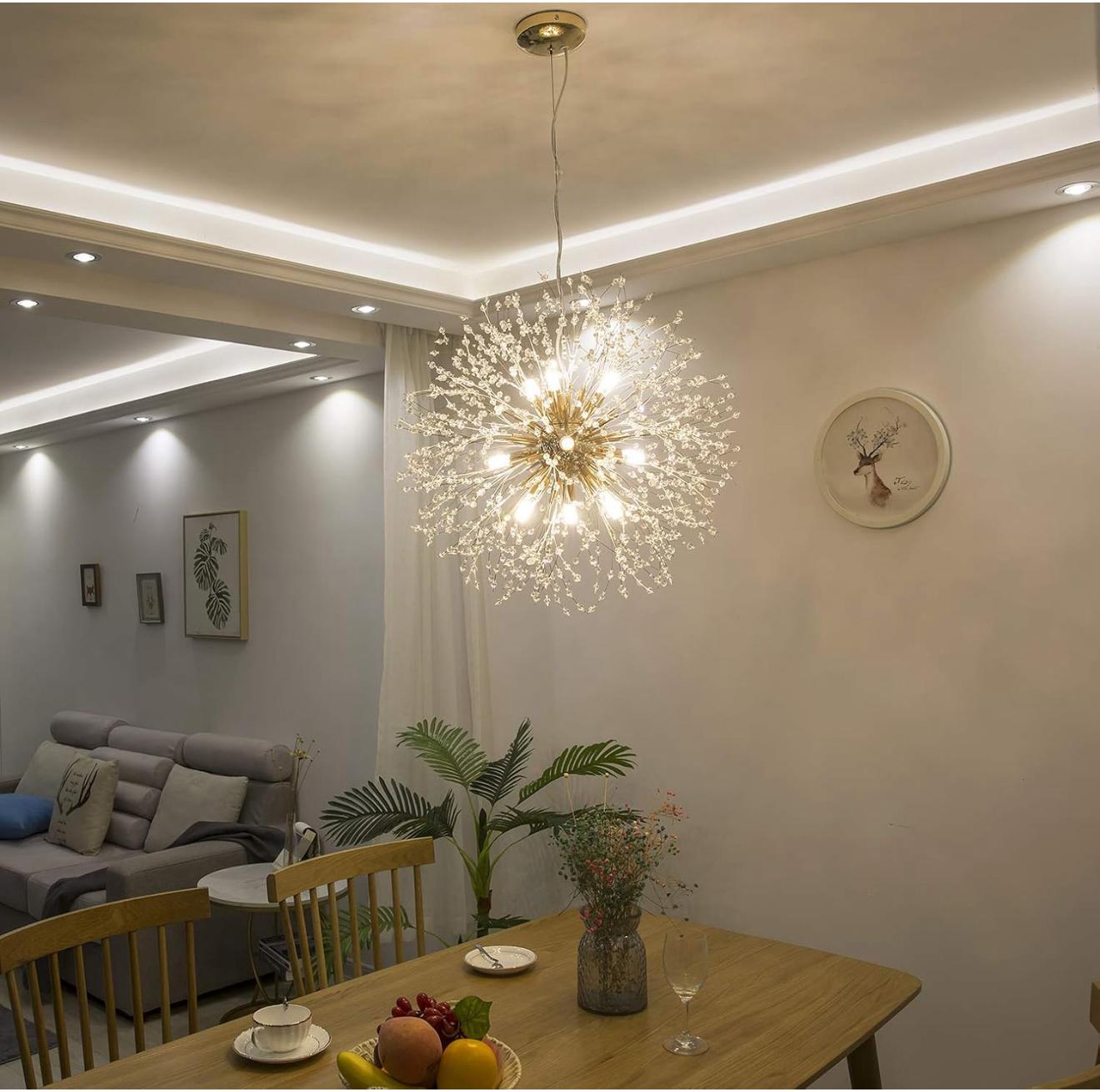 Lustră LED ANT3035/9-42 – metal auriu și alb, 9 G9 LED 7W, 220V, design modern și elegant