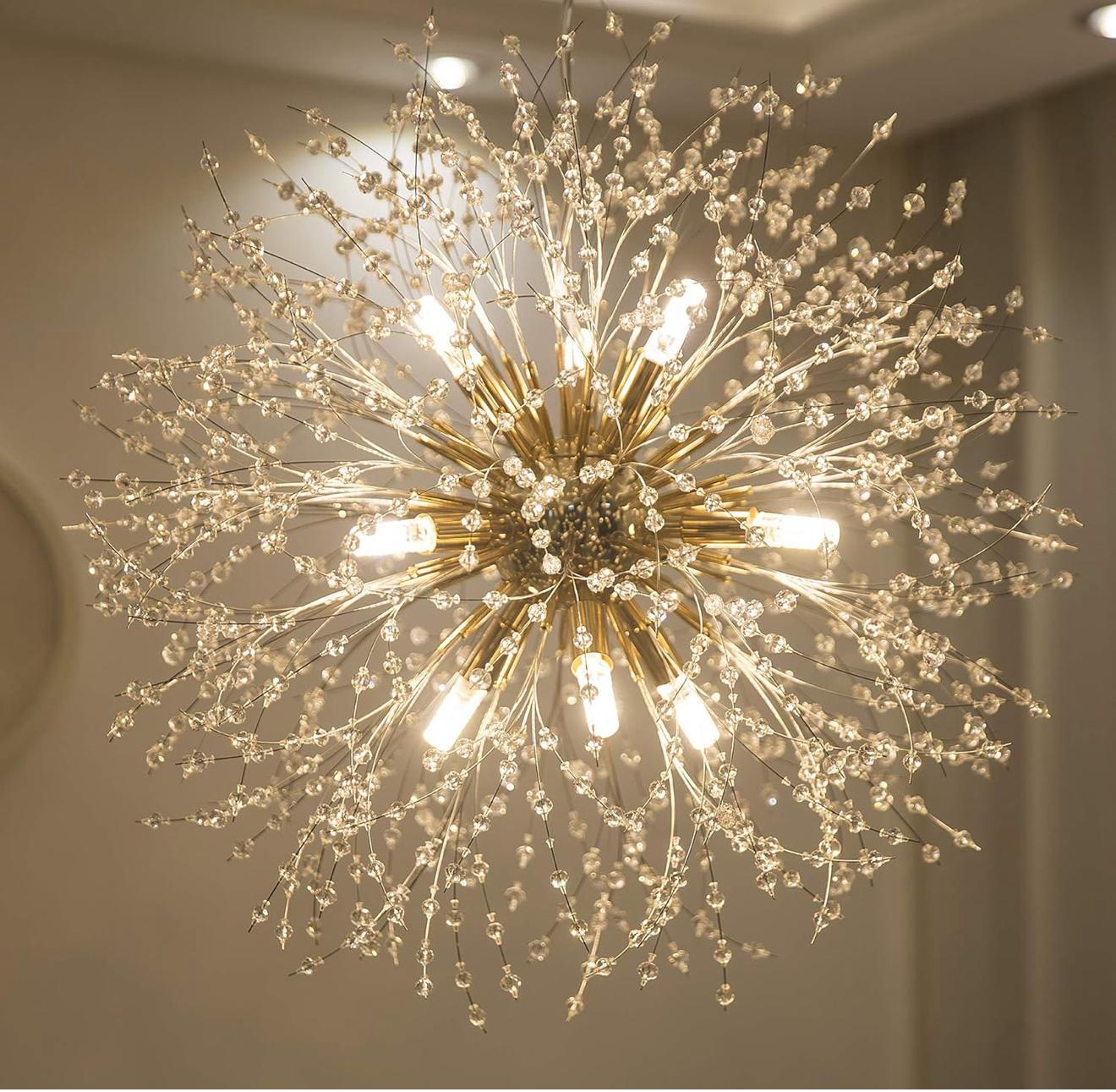 Lustră LED ANT3035/9-42 – metal auriu și alb, 9 G9 LED 7W, 220V, design modern și elegant