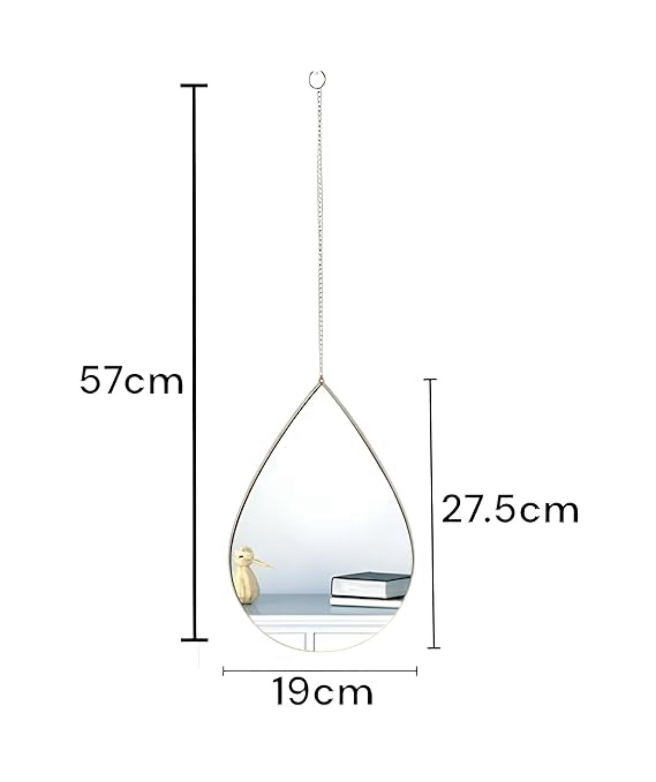 Set 3 Oglinzi Suspendate Lacrimă – Ramă Metal Auriu cu Lanț, 27,5×19 cm, Decor Elegant de Interior