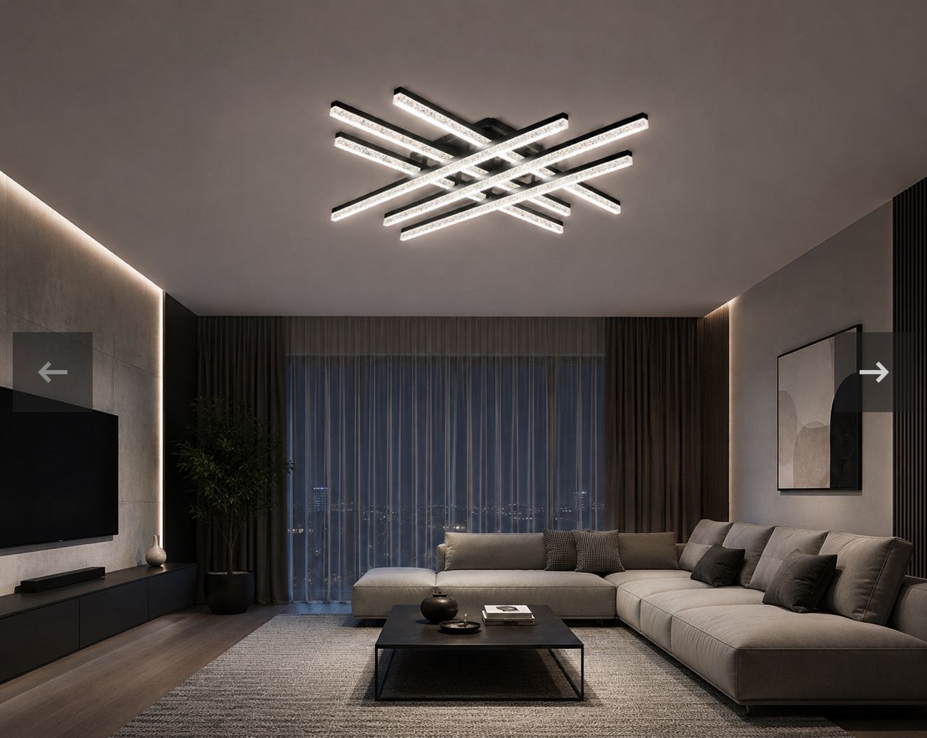 Plafonieră LED 144W Negru & Auriu cu Telecomandă – Iluminare Modernă, Design Elegant pentru Interior