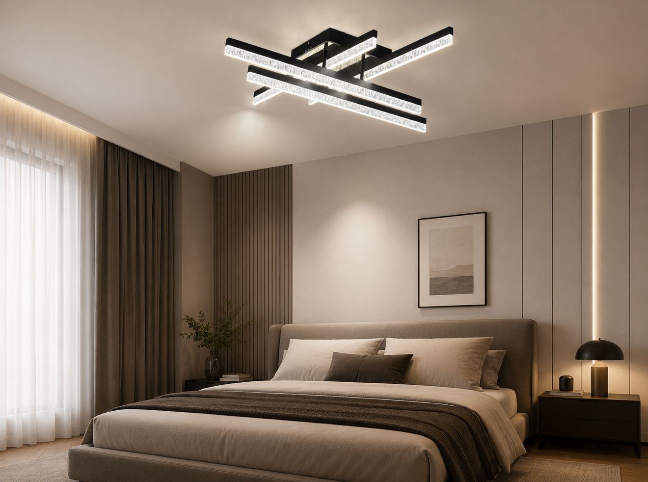 Plafonieră LED GD 96W Auriu cu 4 Brațe și Telecomandă – Iluminare Modernă pentru Interior